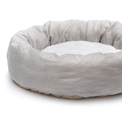 Round grey dog bed
