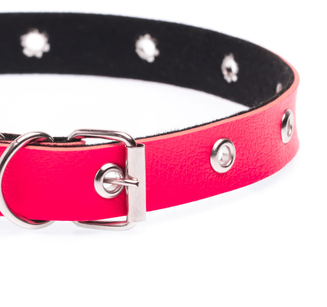 Pink leather cat collar