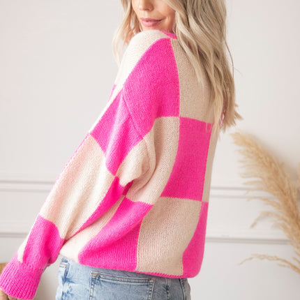 Chess Beige/Fuchsia - Trui
