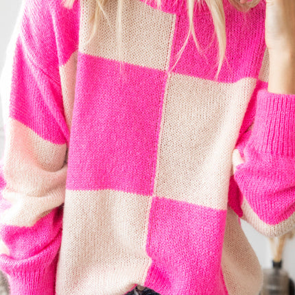 Chess Beige/Fuchsia - Trui