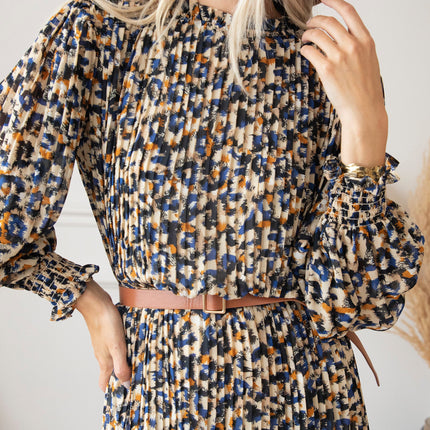 Peggy Pleated Dark Blue - Maxi Jurk