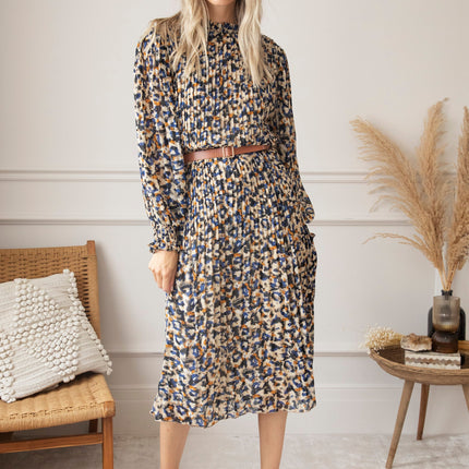 Peggy Pleated Dark Blue - Maxi Jurk