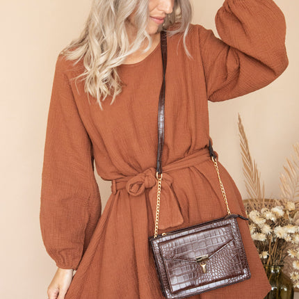 Classy Croco Brown - Handtas