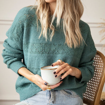 Sparkles & Stripes Dark Mint - Trui