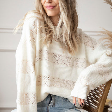 Sparkles & Stripes Off White - Trui