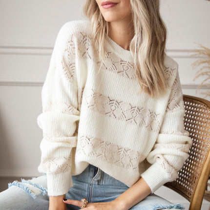 Sparkles & Stripes Off White - Trui