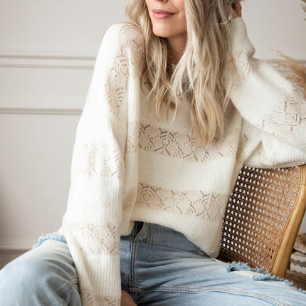 Sparkles & Stripes Off White - Trui