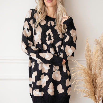 You're A Wild One Black - Sweater Dress