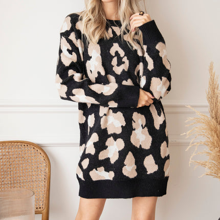 You're A Wild One Black - Sweater Dress