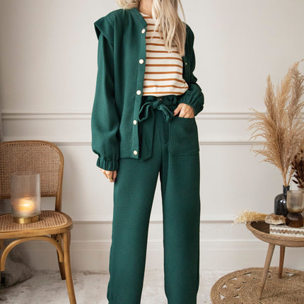 Beating Heart Stripes & Buttons Camel - Longsleeve