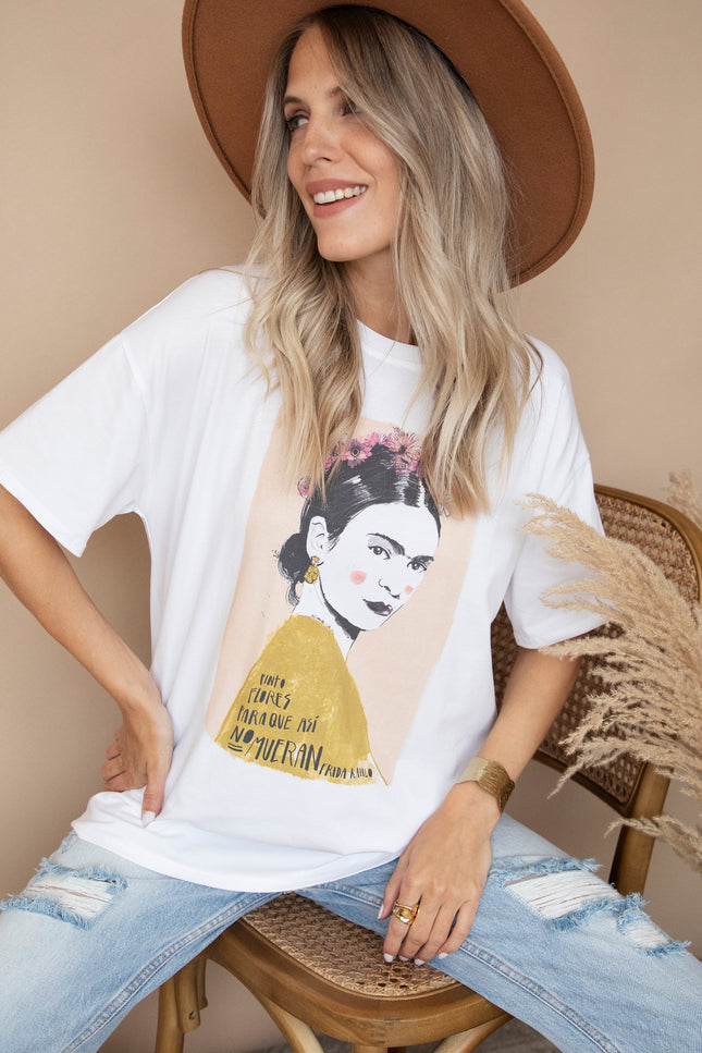 Ode To Frida Kahlo White/Beige - T-Shirt