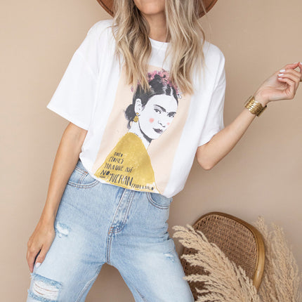 Ode To Frida Kahlo White/Beige - T-Shirt
