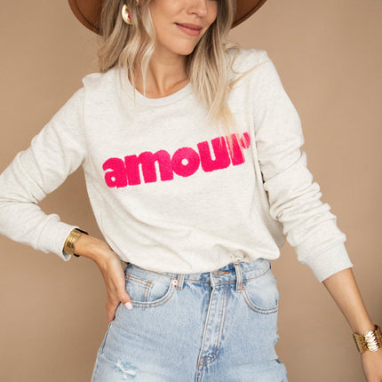 Mon Amour Cream/Fuchsia - Sweater