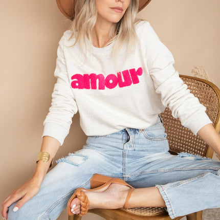 Mon Amour Cream/Fuchsia - Sweater
