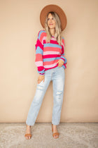 One Stripe Ahead Blue/Fuchsia - Trui