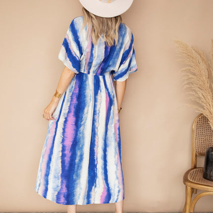 Reach For The Sky Cream/Dark Blue - Maxi Jurk