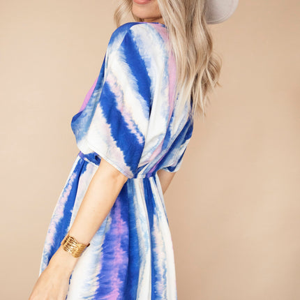 Reach For The Sky Cream/Dark Blue - Maxi Jurk