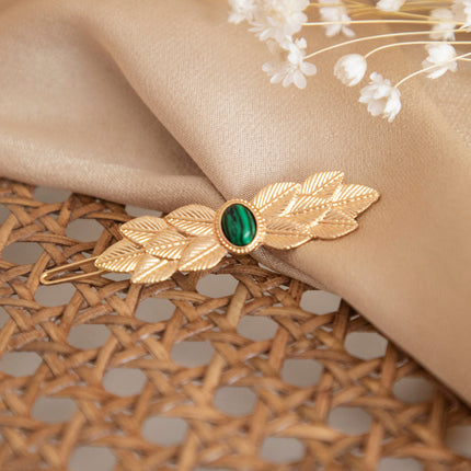 Roman Leaf Gold/Green - Haarspeld