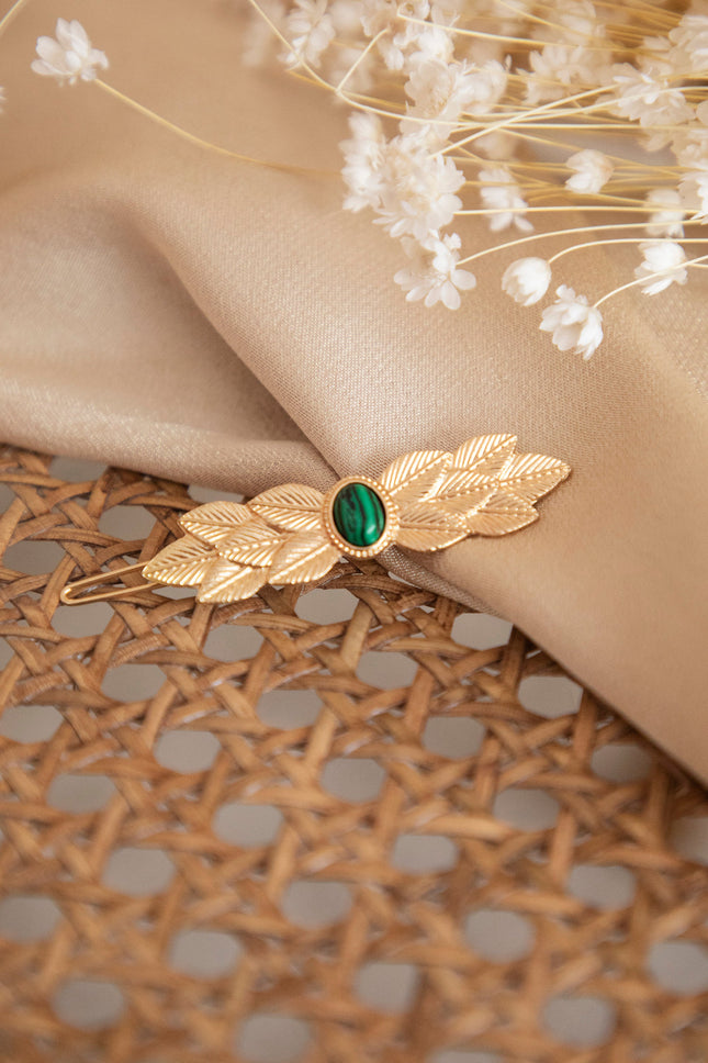 Roman Leaf Gold/Green - Haarspeld