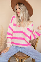 More Stripes & Good Vibes Beige/Fuchsia - Trui