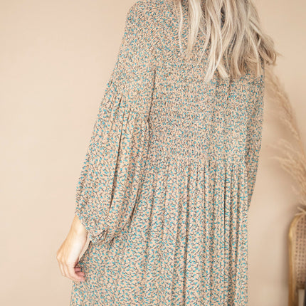 Joyce Camel/Petrol - Maxi Jurk