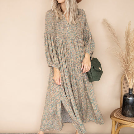 Joyce Camel/Petrol - Maxi Jurk