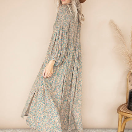 Joyce Camel/Petrol - Maxi Jurk
