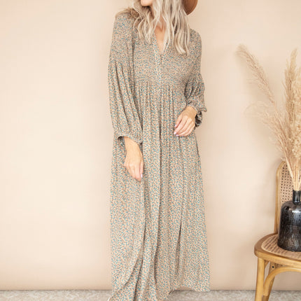 Joyce Camel/Petrol - Maxi Jurk