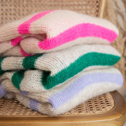 More Stripes & Good Vibes Beige/Dark Green - Trui