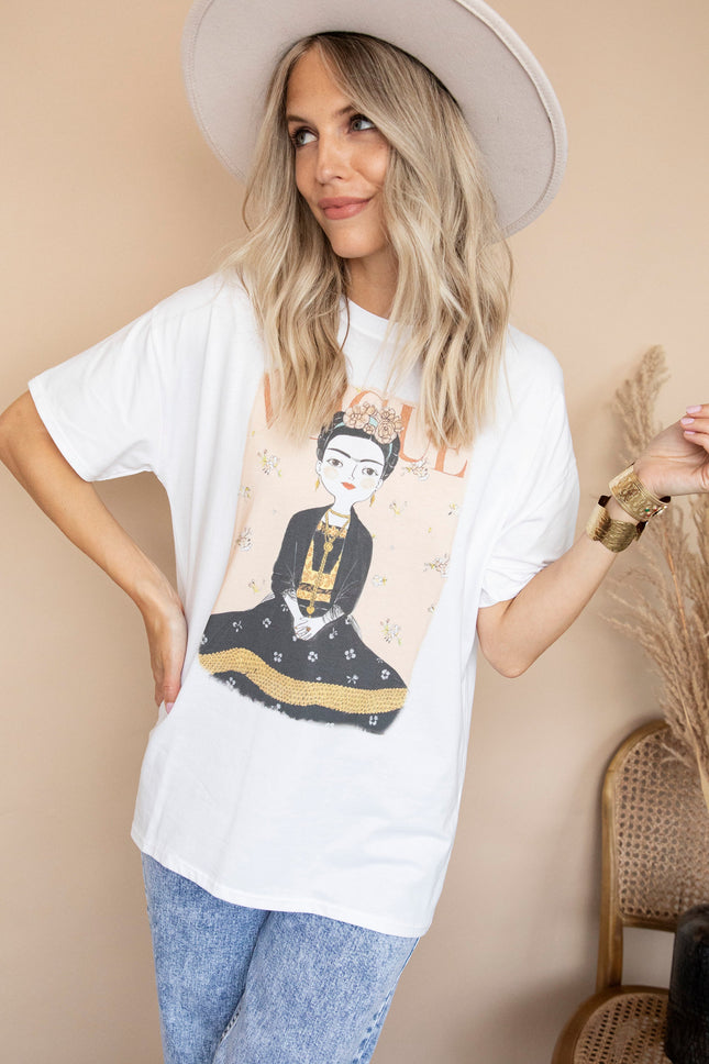 Frida On Vogue White/Beige - T-Shirt