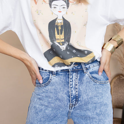 Frida On Vogue White/Beige - T-Shirt
