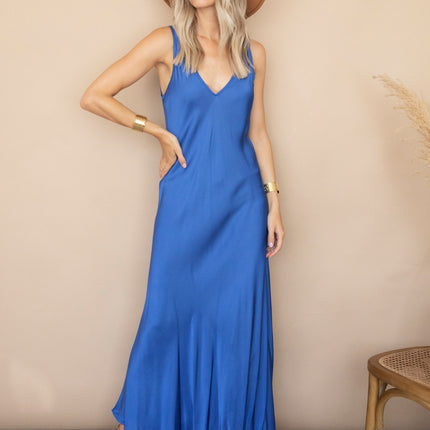 Silky Beauty Dark Blue - Maxi Jurk
