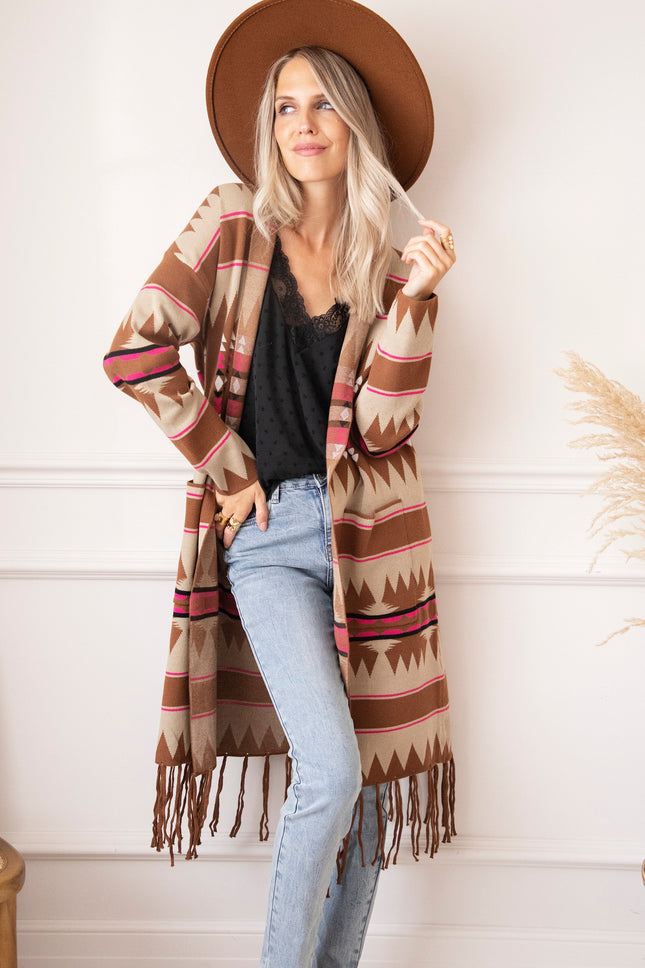 Aztec Dreams Brown/Fuchsia - Vest