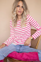 Beating Heart Stripes & Buttons Fuchsia - Longsleeve