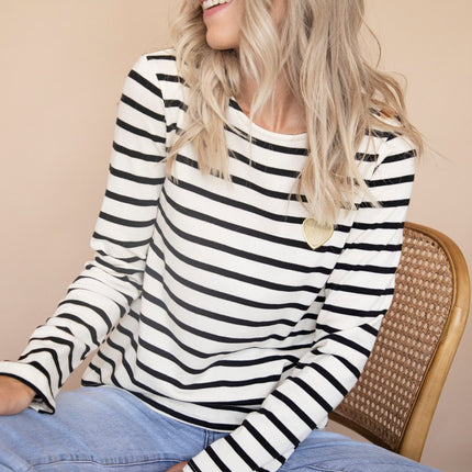Beating Heart Stripes & Buttons Black - Longsleeve