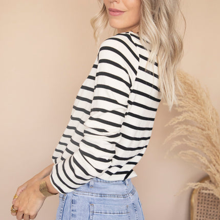 Beating Heart Stripes & Buttons Black - Longsleeve