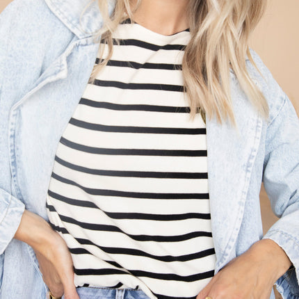 Beating Heart Stripes & Buttons Black - Longsleeve