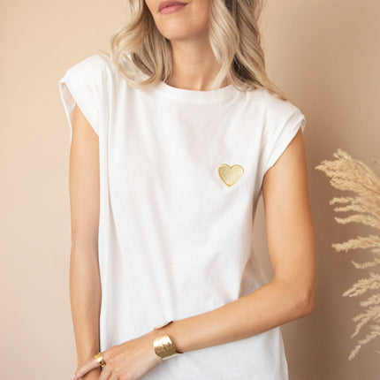 Beating Heart Epaulettes White - T-Shirt
