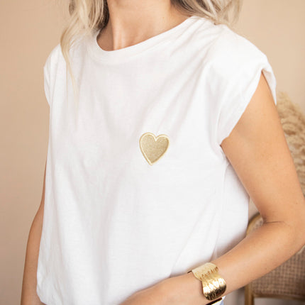 Beating Heart Epaulettes White - T-Shirt