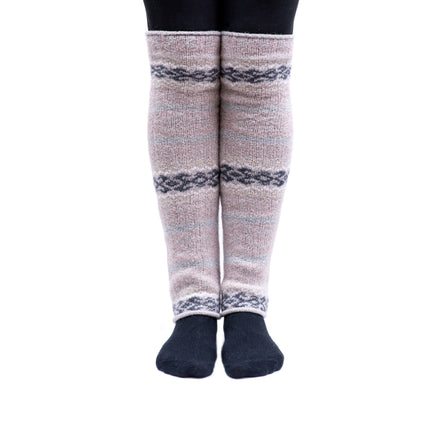 Pinked striped wool leg warmers